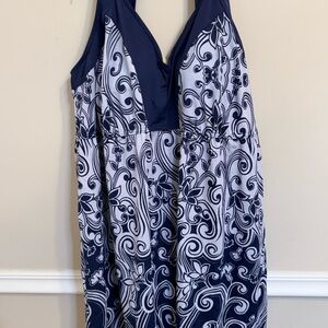 Stylish Navy and White Floral One-Piece Swimsuit